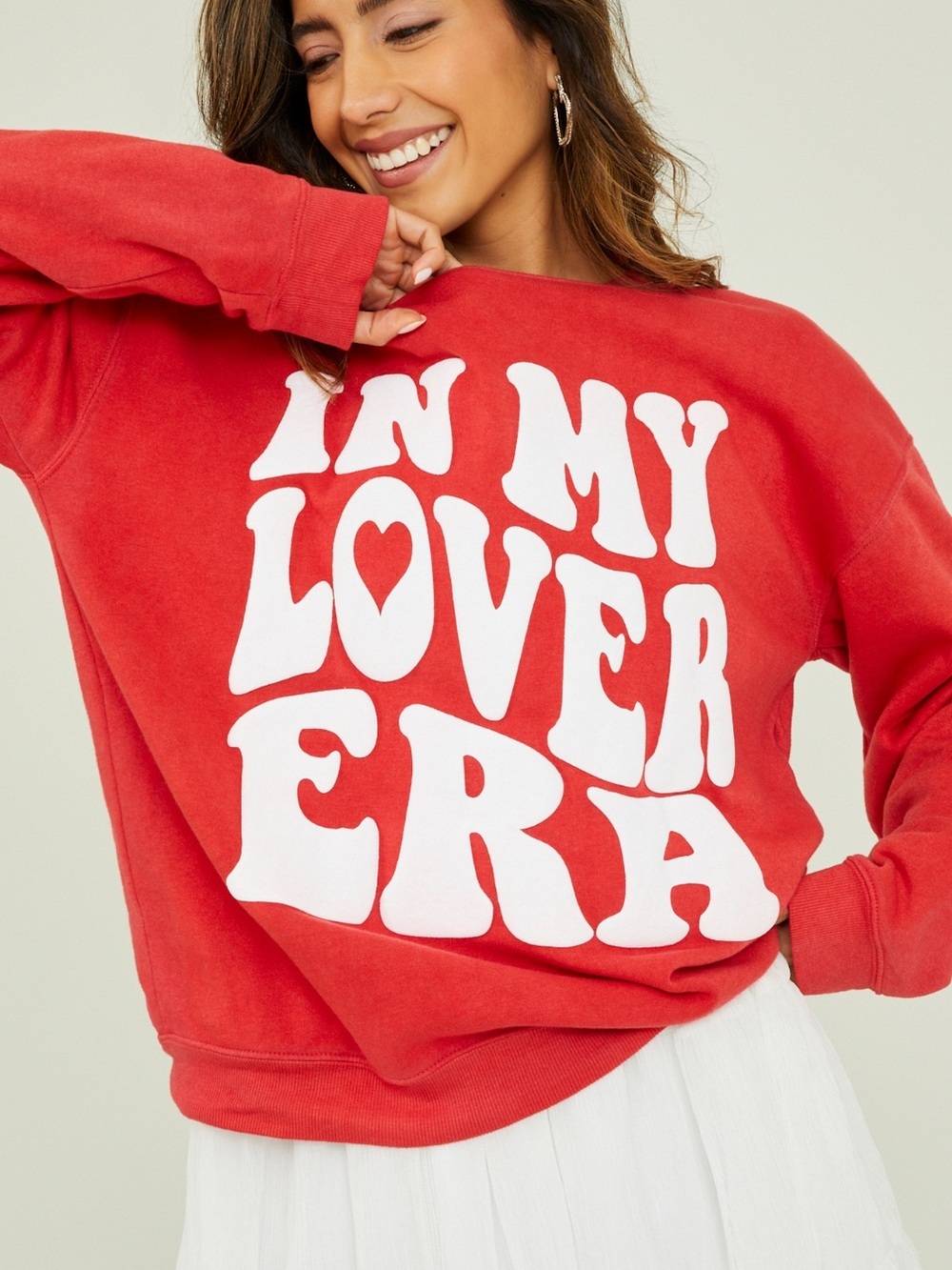 Altar’d State Red Graphic Crewneck Sweatshirt In My Lover Era 54638
